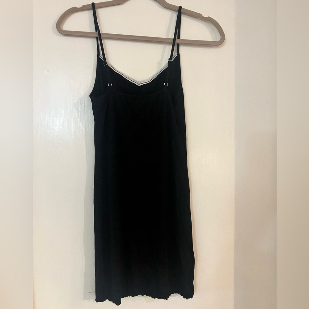 Black mini dress with white detail at top!
